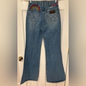 NWT White Oak Cone Denim‎ Wrangler Fly High Wide Leg Flare Embroidered Jeans 26